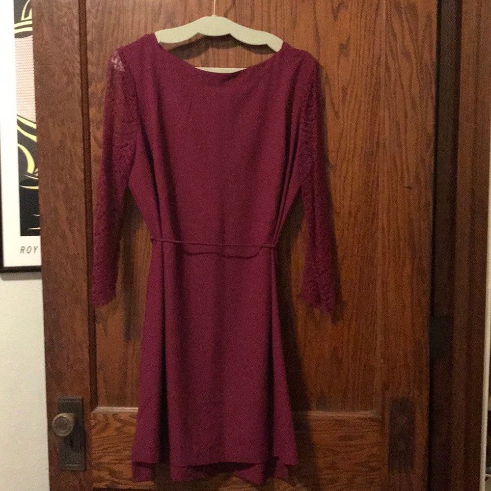 Fuschia Lace Sleeve Dress